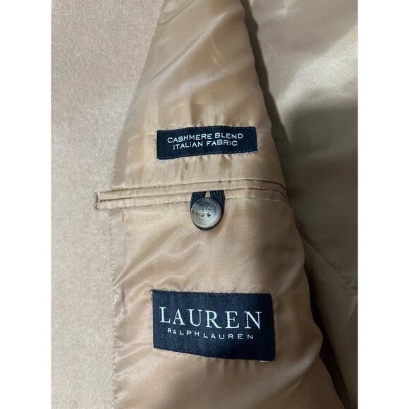 Lauren Ralph Lauren Black Label Cashmere Wool Long Coat Italian Tan Camel Men 42 - Picture 3 of 9